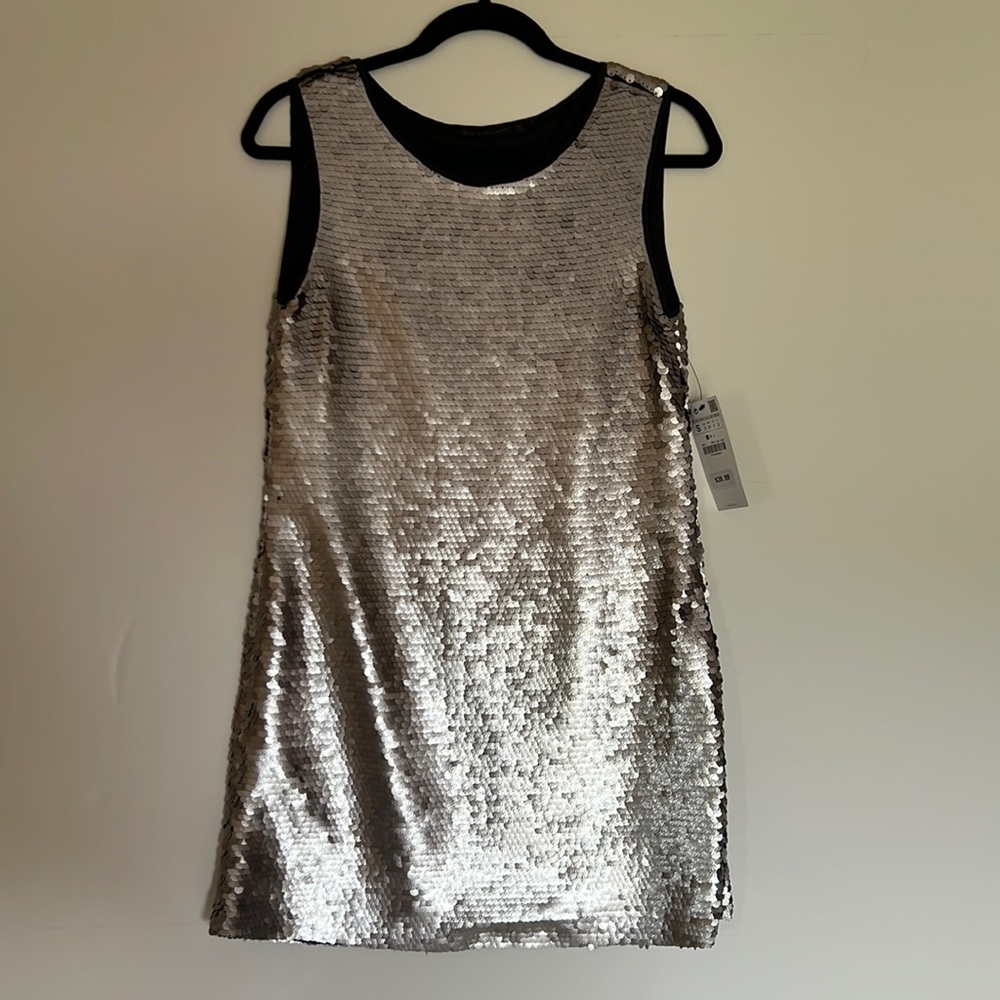 Zara Basic Sequin Sleeveless Mini Shift Dress size S